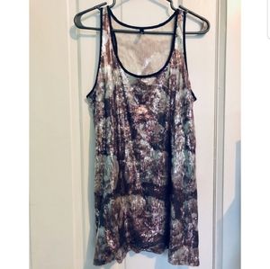 Rose print sequined mini dress